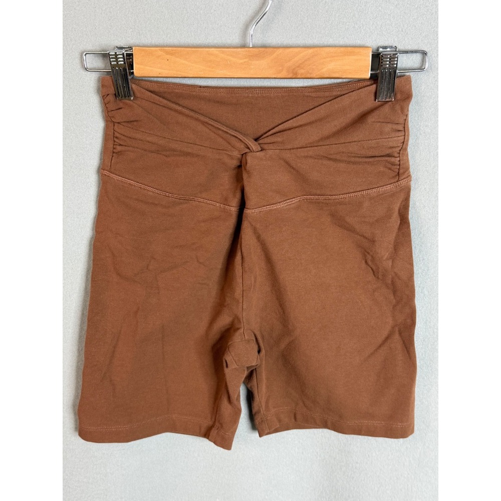 PINK Victoria's Secret Women Small Biker Shorts Brown Excellent Crossover Twist